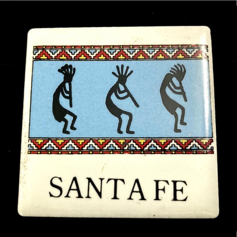 Vintage Kokopelli Santa Fe Tile Refrigerator Magnet